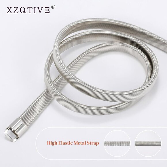 Women Skinny Metal Chain Waist Belt Stretchy Cinch Dress Accessory Gold Silver main image 5
